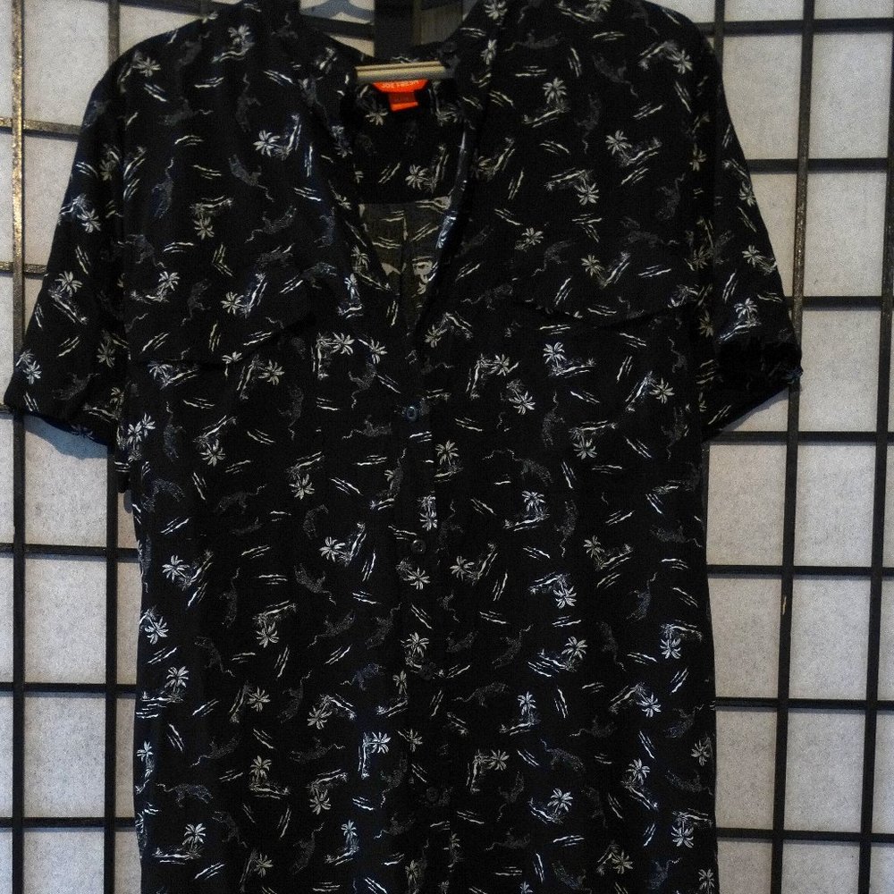 Joe Fresh Womens XL long dress  black With White Accents